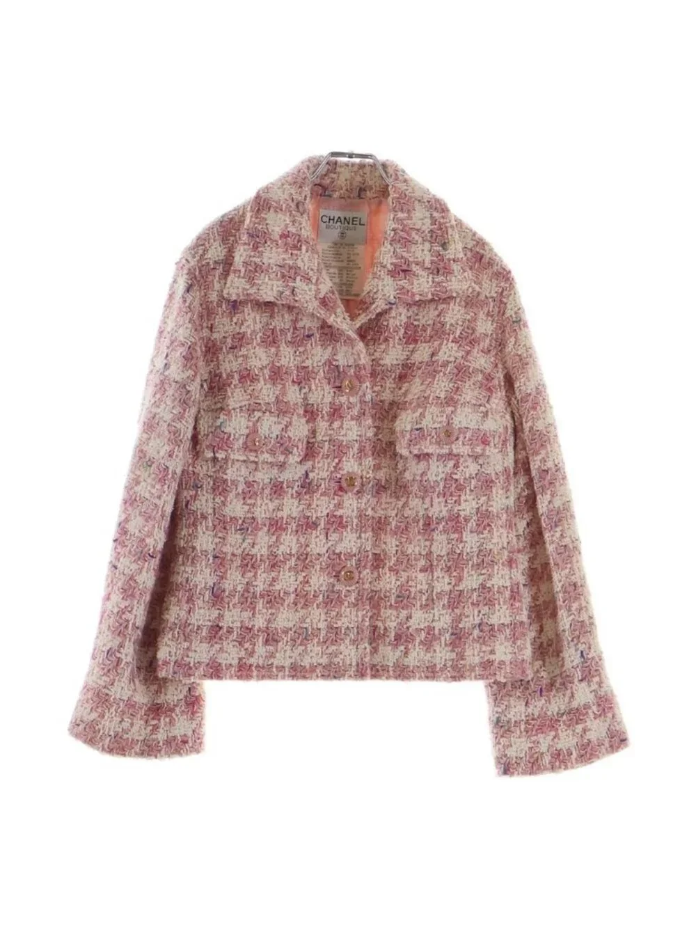 Chanel 93c Coco Button Fancy Tweed Jacket Pink 42